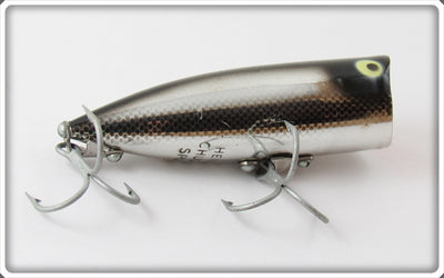 Vintage Heddon Chrome Black Shiner Chugger Spook Lure