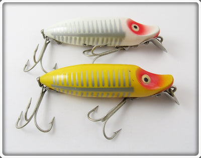 Vintage Heddon White Shore & Yellow Shore River Runt Lure Pair