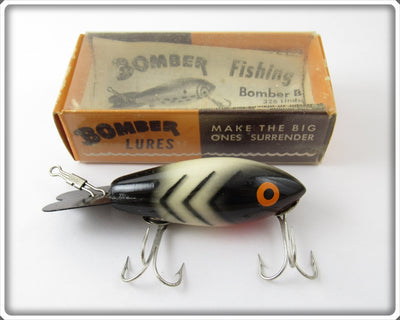 Vintage Bomber White Black Ribs Model 400 Lure In Correct Box
