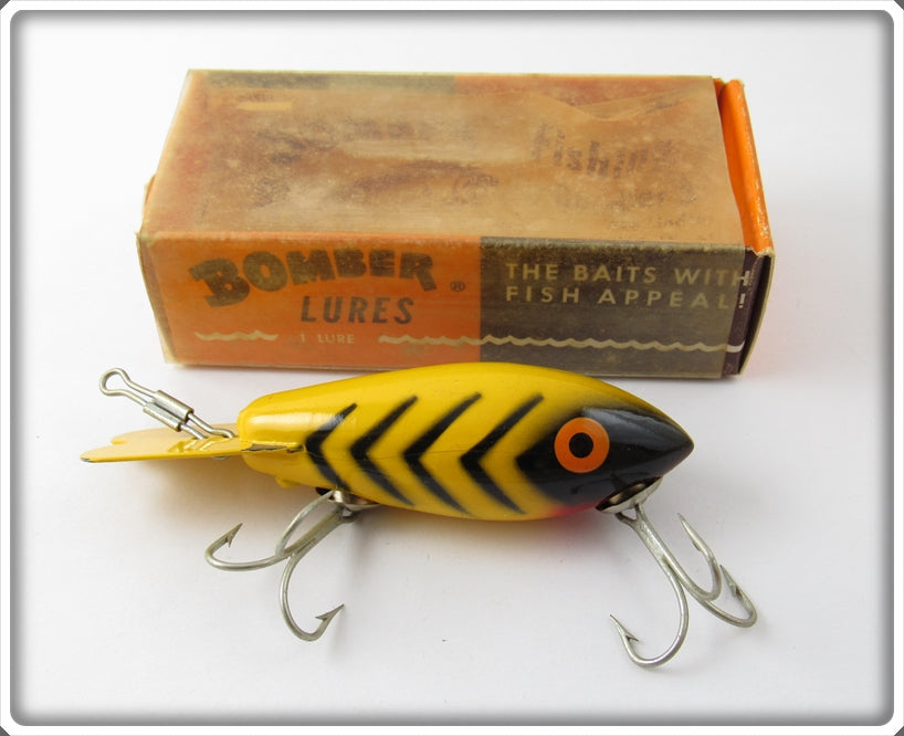 Vintage Bomber Yellow Black Ribs Model 400 Lure In Correct Box