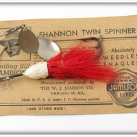 Vintage Jamison Red & White Shannon Twin Spinner Lure On Card 