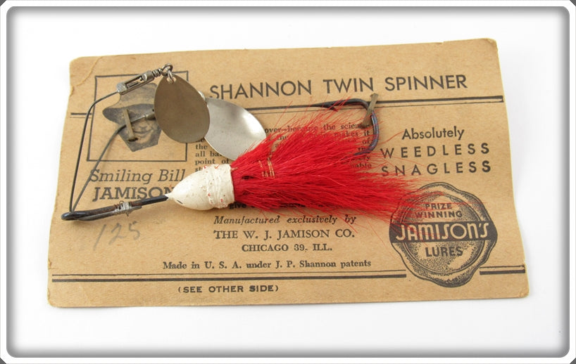 Vintage Jamison Red & White Shannon Twin Spinner Lure On Card For