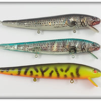 Unknown Cordell Red Fin Type Lot Of Three: Natural & Green Crawdad