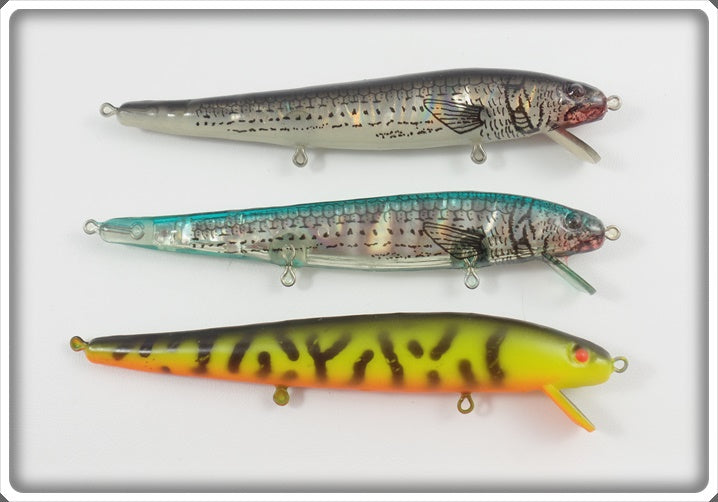Unknown Cordell Red Fin Type Lot Of Three: Natural & Green Crawdad