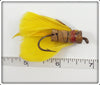 Unknown Wood Or Cork & Yellow Feather Flyrod Lure