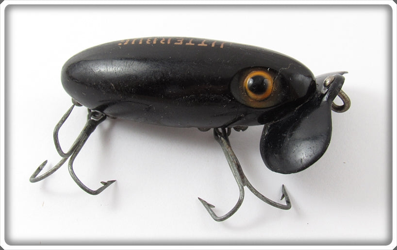 Vintage Fred Arbogast Solid Black Plastic Lip Jitterbug Lure