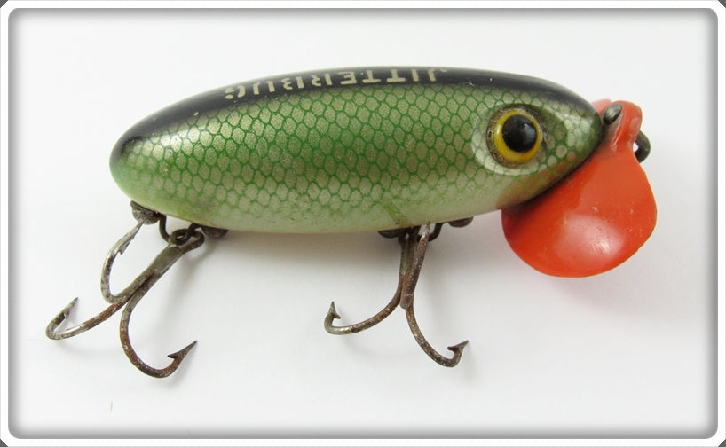 Vintage Fred Arbogast Green Scale Plastic Lip Jitterbug Lure For Sale