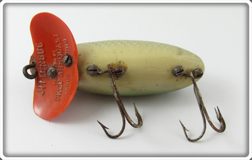 arbogast platic lip jitterbug wwii fishing lure Vintage Fred Arbogast Green Scale Plastic Lip Jitterbug Lure For Sale