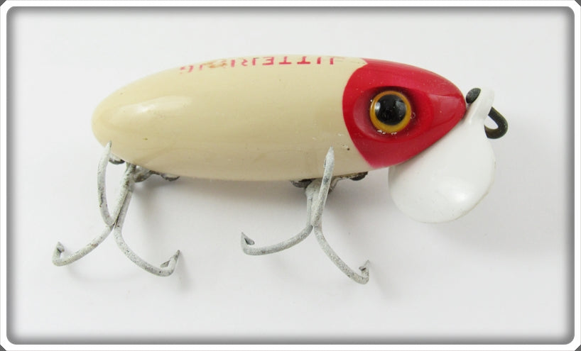 arbogast platic lip jitterbug wwii fishing lure Vintage Fred Arbogast Red & White Plastic Lip Jitterbug Lure For Sale