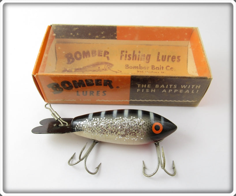 Vintage Bomber Black White Silver Sparkle Model 500 Lure In Box
