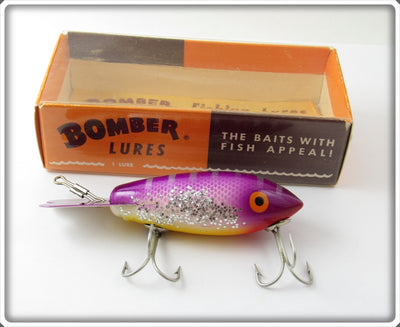 Vintage Bomber Purple Silver Sparkle Model 500 Lure In Correct Box