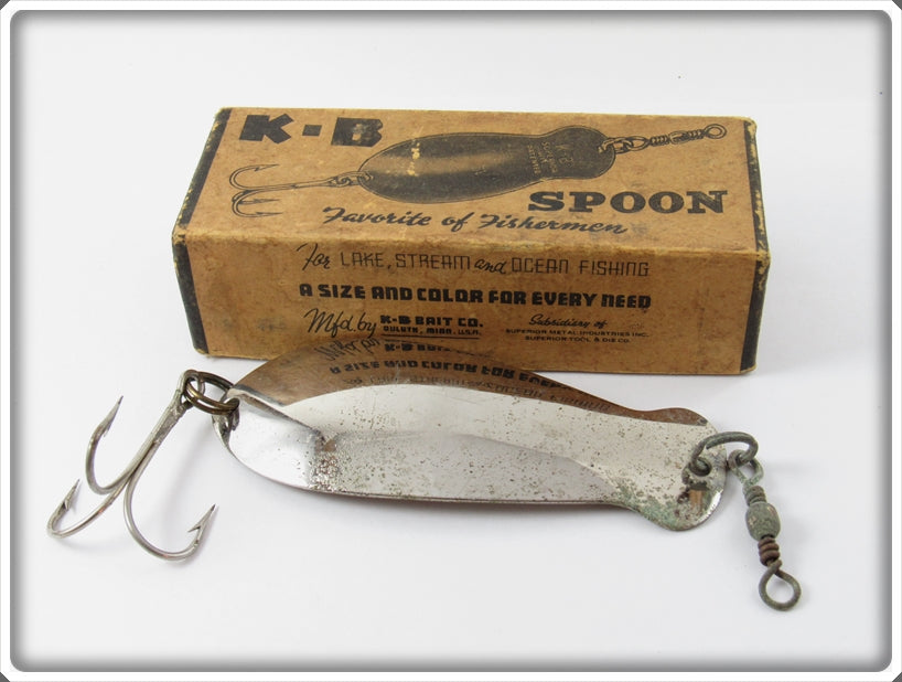 K-B Bait Co Silver Size 4 K-B Spoon In Correct Box