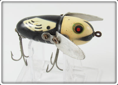 Vintage Heddon Black White Head Crazy Crawler Lure