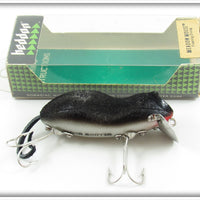 Vintage Heddon Black Flocked Meadow Mouse Lure In Box 