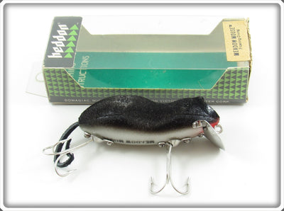 Vintage Heddon Black Flocked Meadow Mouse Lure In Box 