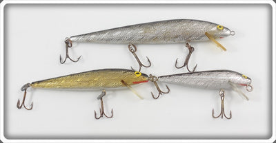Unknown Rebel Or Rapala Minnow Type Lot Of Three: Silver & Gold