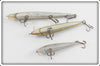 Unknown Rebel Or Rapala Minnow Type Lot Of Three: Silver & Gold