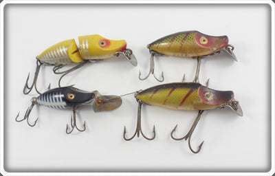 Heddon River Runt Lot Of Four: Yellow Shore, Perch, & Black Shore