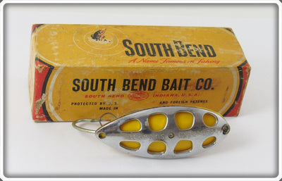Vintage South Bend Chrome Yellow Sun Spot Spoon In Box 525 CY
