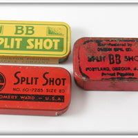 Vintage Split Shot Tin Lot Of Three