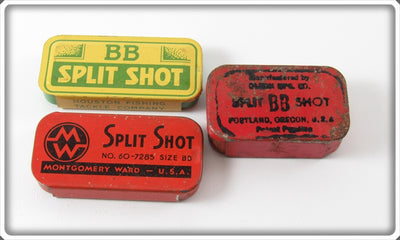 Vintage Split Shot Tin Lot Of Three
