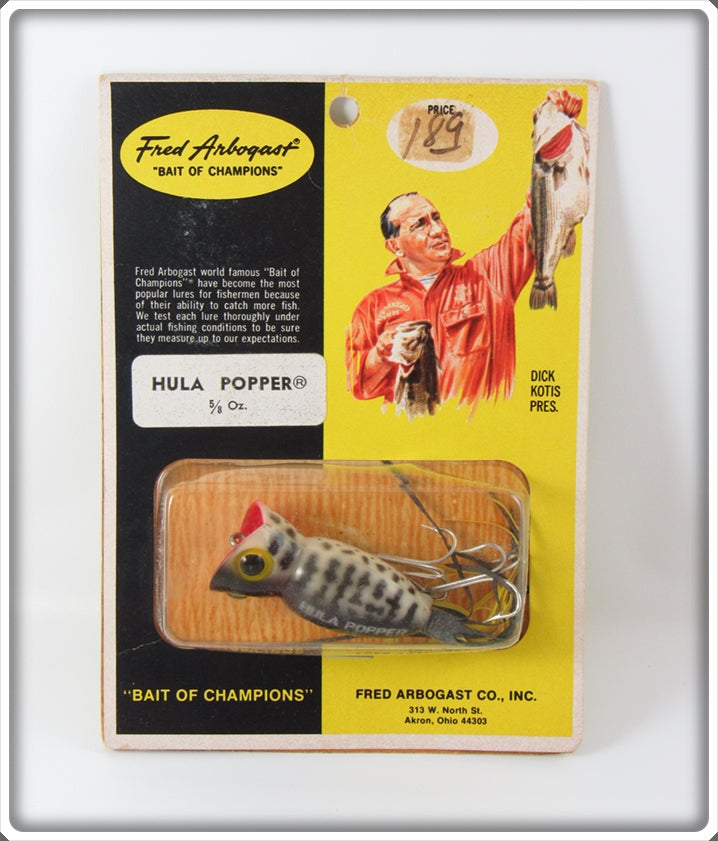 Vintage Fred Arbogast Black Coachdog Hula Popper On Card 