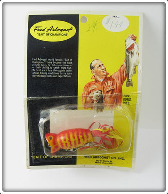 Arbogast Red Coachdog Hula Popper On Card