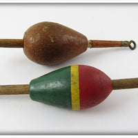 Pair Of Bobber Floats: Red/Green & Brown