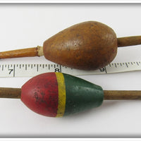 Pair Of Bobber Floats: Red/Green & Brown