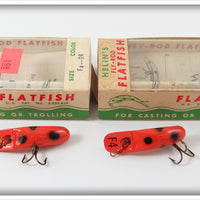 Helin Orange & Black Fly Rod Flatfish Lure Pair In Boxes