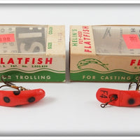 Helin Orange & Black Fly Rod Flatfish Lure Pair In Boxes