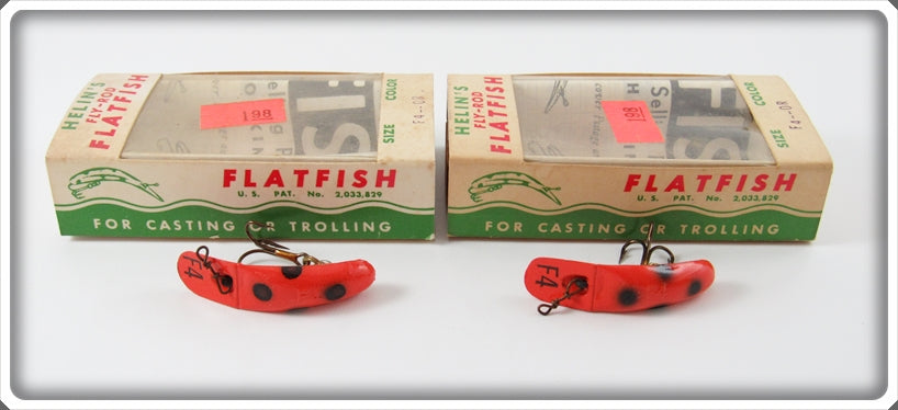 Helin Orange & Black Fly Rod Flatfish Lure Pair In Boxes
