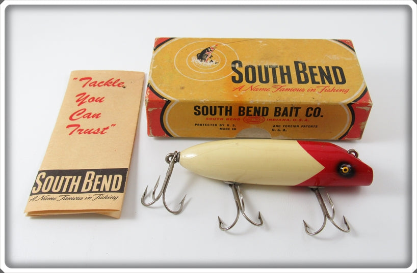South Bend Red Arrowhead White Body Bass Oreno Lure In Box
