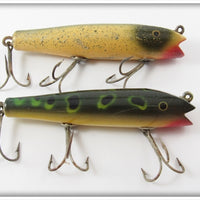 Vintage Creek Chub Silver Flash & Frog Darter Lure Pair 