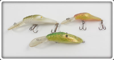 Bass Magnet Crawdad Lot Of Three: Glitter & Green/White