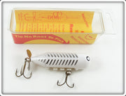 Vintage Quick Hitch White Black Ribs Torpedo Type Lure In Box