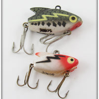 Vintage Heddon Baby Bass & Red Head White Sonic Lure Pair