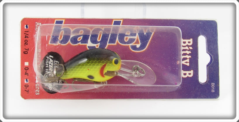 Bagley Black On Chartreuse Bitty B Lure On Card 