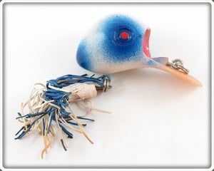 Vintage Bass Bird Lure Co White & Blue Ubangi Lure