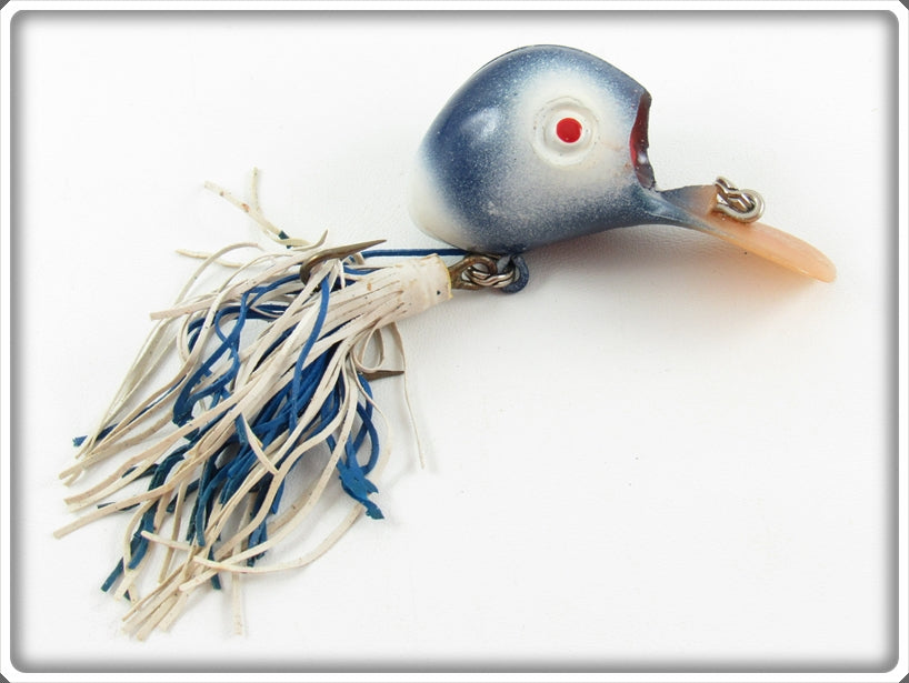 Vintage Bass Bird Lure Co Blue & White Ubangi Lure