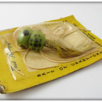 Arbogast Red/White & Frog Fly Rod Hula Popper Pair On Cards