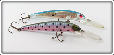 Vintage Bomber Rainbow Trout & Silver Prizm Long A Lure Pair 