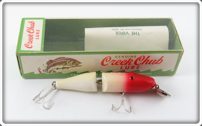 Vintage Creek Chub Red & White Jointed Baby Pikie Lure In Box