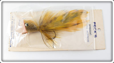 E.H. Peckinpaugh Co Yellow & Black Peck's Special Popping Minnow On Card