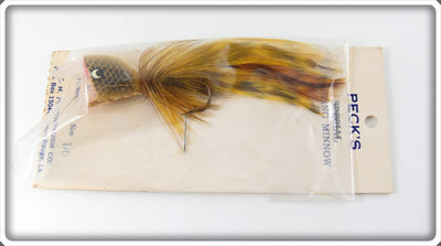 E.H. Peckinpaugh Co Yellow & Black Peck's Special Popping Minnow On Card