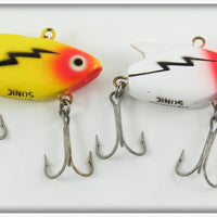 Vintage Heddon Yellow & White Red Head Sonic Lure Pair