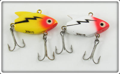 Vintage Heddon Yellow & White Red Head Sonic Lure Pair