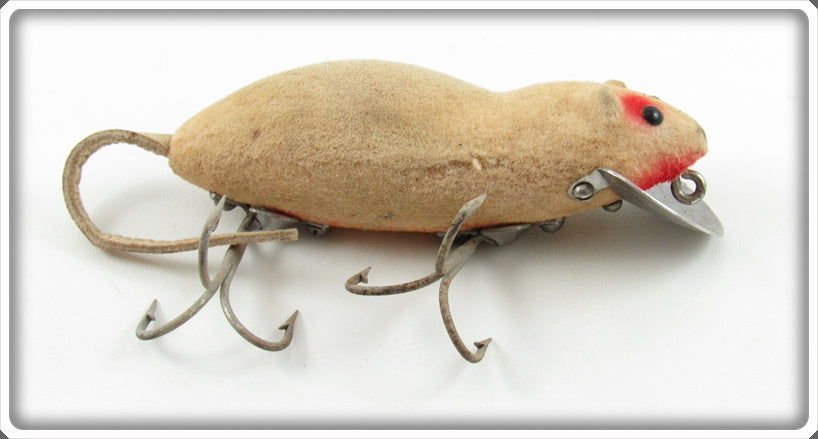 Vintage Heddon White Flocked Meadow Mouse Lure 