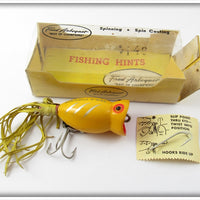 Arbogast Yellow Spinning Hula Popper In Box