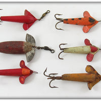 Wooden Devon Minnow Type Lot Of Six